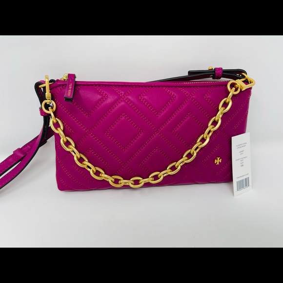 NEW Tory Burch Fleming Chain Fuchsia Quilted Crossbody - Picture 8 of 8